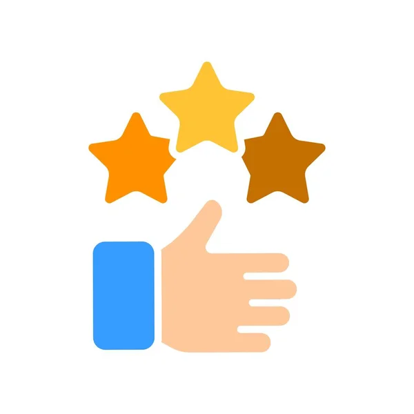 Three Stars Thumbs Line Icon Rating Favorites Likes Rating Charts — Stock Vector