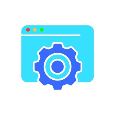 Vites çizgisi simgesi olan bir site. Ayarlar, seçenekler, ayarlama, ayarlama, işlevsellik, onarım. İş ve reklam için beyaz arkaplanda vektör renk simgesi.