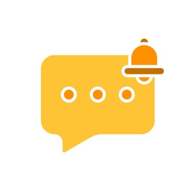 Çan çizgisi simgesi olan mesaj. İletişim, sohbet, forum tartışmaları, web sitesi, internet, konu. İş ve reklam için beyaz arkaplanda vektör renk simgesi.