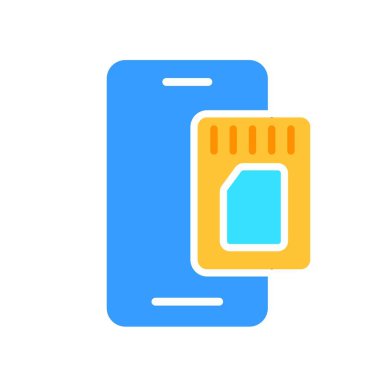 Hafıza kartı akıllı telefon hattı simgesi. Gadget, sosyal ağ, uygulamalar, internet, teknoloji. İş ve reklam için beyaz arkaplanda vektör renk simgesi.