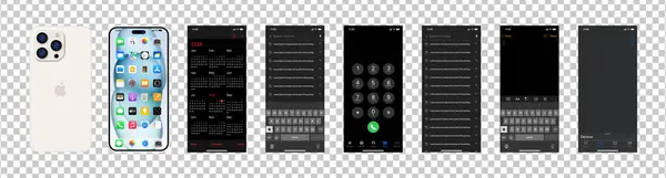 Biały Iphone Pro Interfejsy Makieta Jabłkowa Przód Tył Telefonu Strona — Wektor stockowy