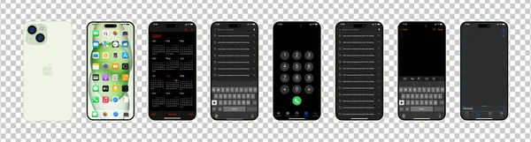 Zielony Iphone Pro Interfejsy Makieta Jabłkowa Przód Tył Telefonu Strona — Wektor stockowy