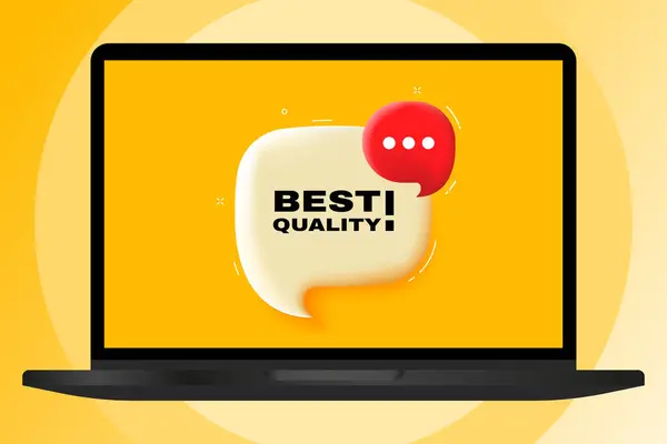 Best Quality Speech Bubble Text Illustration Text Banner Modern Laptop — Stock Vector