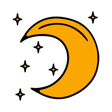 Yıldızlı ay yarısı, saydam kareli arka planda azalan ya da parlayan hilal ay. Dolunaydan ince aya aşamalı ay tutulması.,