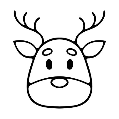 Beyaz arka planda basit bir tasarım olan Noel geyiği çizgisi simgesi. Noel Baba 'nın geyiği. Hediye, hediye, yeni yıl, Noel Baba, bayram. kış, kar.