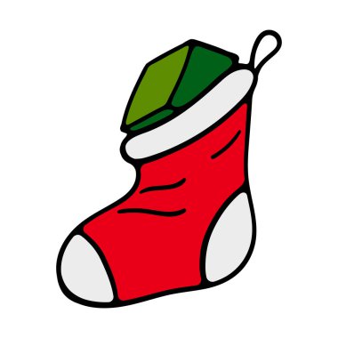 Yılbaşı çorapları ve hafif arka planda asılı duran hediyeler. Şekerli Çorap Kış Koleksiyonu, Xmas Element. Yeni yıl, Noel, tatil, hediye, Noel Baba, kutlama, 1 Ocak, kış