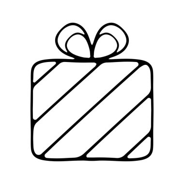 Hediye kutusu simgesi. Vektör izole elementler Noel hediyesi ikonu illüstrasyon vektör sembolü. Yeni yıl, Noel, tatil, hediye, Noel Baba, kutlama, 1 Ocak, kış.