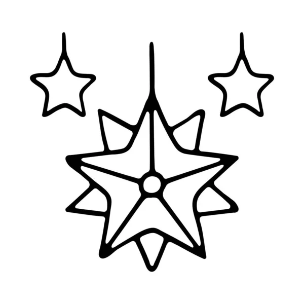 Christmas Tree Star Ornament Festive Holiday Decor Gold Star Decoration — Stock Vector