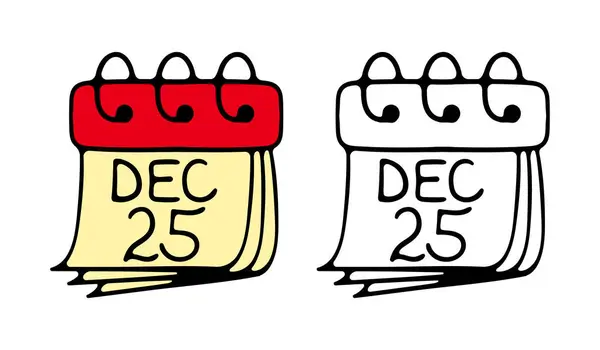 Kalendarz Ikoną Tekstu Grudnia Koncepcja Nowego Roku Święta Nowy Rok — Wektor stockowy