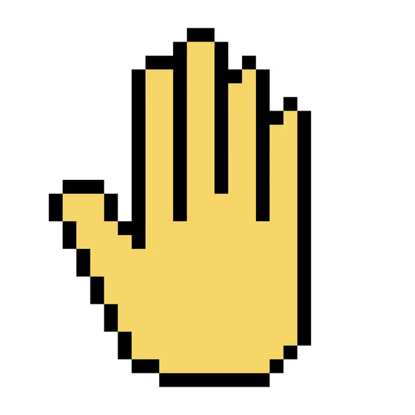 Icono Línea Mano Amarillo Detener Gesto Lenguaje Señas Dedo Emoji — Vector de stock