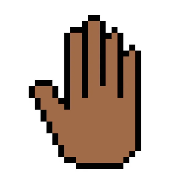 Icono Línea Mano Oscura Detener Gesto Lenguaje Señas Dedo Emoji — Vector de stock