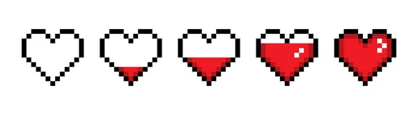 Conjunto Ícone Linha Vermelha Coração Emoji Dia Dos Namorados Relacionamentos — Vetor de Stock
