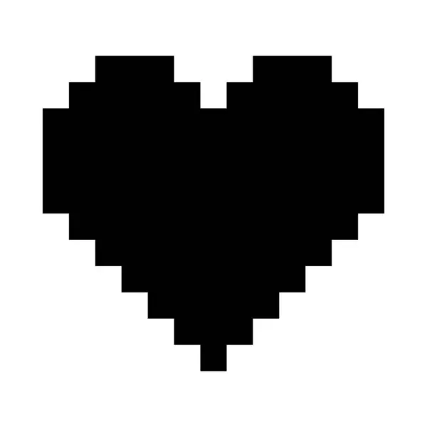 Icono Línea Corazón Negro Completo Emoji Día San Valentín Relaciones — Vector de stock
