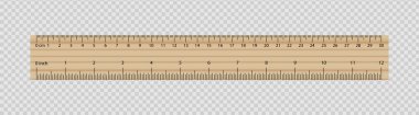 Şeffaf arkaplan illüstrasyonunda tahta cetvel. santimetre, okul, ölçüm, çizgi, çizim, matematik, geometri pusula uzunluğu vektör simgeleri  