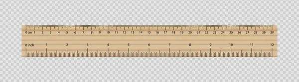 Wooden Ruler Transparent Background Illustration Centimeter School Measurement Line Drawing — Stock Vector