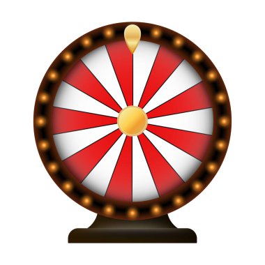 Rulet illüstrasyonu. Kumarhane, heyecan, oyun, poker, fiş, bahis, bahis, şans, para, kaybetme riski siyah krupiye piyango kırmızı davul servet ikonu  