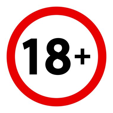 18 çizim. Yaş sınırı, filmler, TV dizileri, çizgi filmler, sinema, tür görüntüleme yasağı sınır vektörü simgeleri  