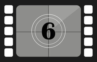 Çerçeve 6 numaralı illüstrasyonla sayılır. Film, çekim, çekim, hazırlık, kurgu, sinema yönetmeni Vector simgeleri  