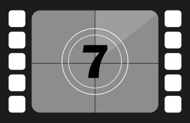 Çerçeve 7 numaralı illüstrasyonla sayılır. Film, çekim, çekim, hazırlık, kurgu, sinema yönetmeni Vector simgeleri  