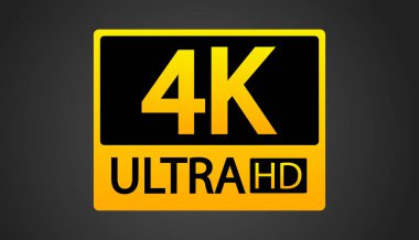 4K ULTRA HD çizimi. Kalite, çözünürlük, monitör, TV, sinema, telefon ekranı köşegen vektör simgeleri  