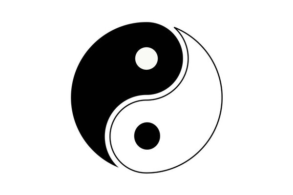 Yin yang illustration. Harmony, balance, Taoism, Chinese philosophy, opposites, unity dualism chi nature energy Vector icons  