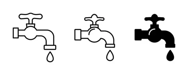 Set Taps Pipes Illustration Water Plumber Plumbing Valve Drop Bath — Stock Vector
