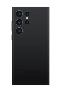 Samsung Galaksisi S23 Ultra. Yeni amiral gemisinin resmi sunumu. Yeni nesil akıllı telefon. Dahili Stylus 'lu telefon. Siyah renk. Ekrandaki orijinal duvar kâğıdı. Yazı.