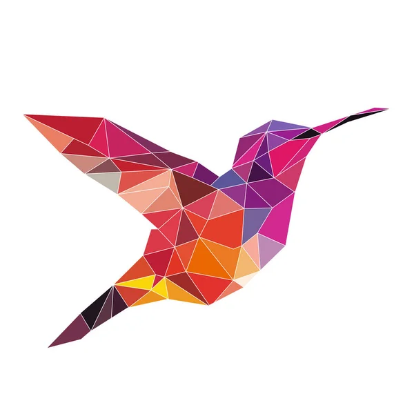 Logotipo Pássaro Poligonal Mosaico Triângulos Logotipo Beija Flor Pássaro Com —  Vetores de Stock