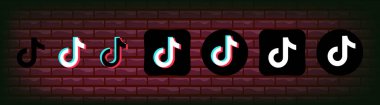 Collection of black Tik Tok icons. Social media logo. Line art and flat style isolated on white background. Vector line icon for business and advertising