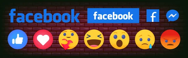 Facebook Emoticon Buttons Collection Emoji Reactions Social Network Official Facebook — Wektor stockowy