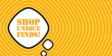 Dükkan ile konuşma balonu benzersiz metni bulur. Bum retro komedi tarzı. Pop sanat tarzı. İş ve Reklamcılık için vektör simgesi