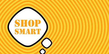 Shop akıllı metin ile konuşma balonu. Bum retro komedi tarzı. Pop sanat tarzı. İş ve Reklamcılık için vektör simgesi
