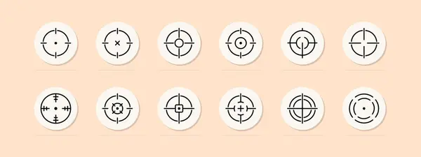 Sight Set Line Icon Advertising Target Sniper Target Audience Optics — Stock Vector