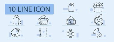 İndirim satırı simgesi. Hediye, Kara Cuma, tebrikler, indirim kuponu, nakış, kredi kartı, yüksek fiyat. Pastel renk arkaplanı. İş ve reklam için vektör simgesi