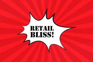 Retail saadeti metniyle konuşma balonu. Bum retro komedi tarzı. Pop sanat tarzı. İş ve Reklamcılık için vektör satırı simgesi