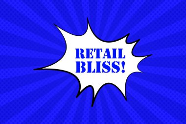 Metin perakendecisi mutluluk çizgisi ikonlu komik mavi konuşma balonu. Çizim, süper kahraman, dergi, karikatür, tarz. İş ve reklam için vektör satırı simgesi