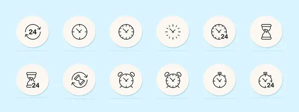 Zamanlayıcı Çizgisi Simgesi Modern Verimli Geri Sayım Saat Süre Kronometre — Stok Vektör