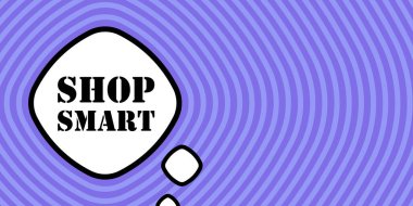 Shop akıllı metin ile konuşma balonu. Bum retro komedi tarzı. Pop sanat tarzı. İş ve Reklamcılık için vektör satırı simgesi