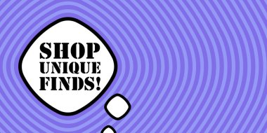 Dükkan ile konuşma balonu benzersiz metni bulur. Bum retro komedi tarzı. Pop sanat tarzı. İş ve Reklamcılık için vektör satırı simgesi