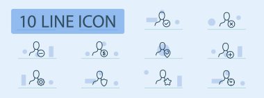 Telefon rehberi satır simgesi. Vites, kontrol işareti, çapraz, kalkan, dolar, yıldız, GPS, saat, zamanlayıcı. Pastel renk arkaplanı. İş ve reklam için vektör satırı simgesi.