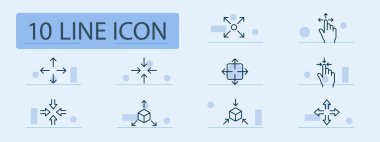 Kontrol çizgisi simgesi. Büyüme, genişleme, ölçek, konum, dokunmatik kontrol, dokunmatik ped, teknoloji. Pastel renk arkaplanı. İş ve reklam için vektör satırı simgesi.