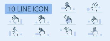 Touchpad çizgi simgesi. Dokunmatik ekran arayüzü, sezgisel jestler, dokunmalar, kaydırmalar, çimdikleme. Pastel renk arkaplanı. İş ve reklam için vektör satırı simgesi.