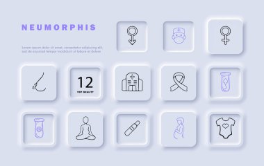 Annelik çizgisi simgesi hazır. Doğum, doğum, doğum, doğum, doğum, bakım, destek, embriyo, güvenlik, emzirme, sağlık. Neomorfizm tarzı. İş ve reklam için vektör satırı simgesi.