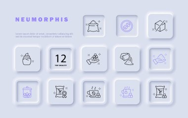 Şeker çizgisi simgesi hazır. Granüle şeker, tatlandırıcı, doğal, rafine, beyaz, kristal, tatlı, malzeme, pişirme. Neomorfizm tarzı. İş ve reklam için vektör satırı simgesi.