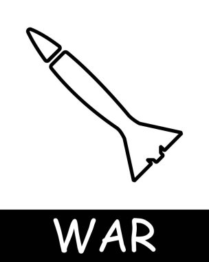 Rocket line icon. Bombing, nuclear weapons, war, death, peace, weapons, victory, battle, pain, destruction, victims, conflict, trench. Vector line icon for business and advertising clipart