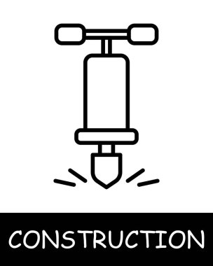 Kaya matkabı çizgisi ikonu. Taş, asfalt, inşaat ustabaşı, bina, çimento, temel, mimari, çatı, proje, iş. İş ve reklam için vektör satırı simgesi