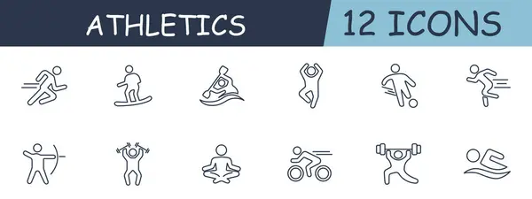 Cycling Line Icon Wheels Speed Athletics Sports Running Gymnastics Competitions — Stock Vector