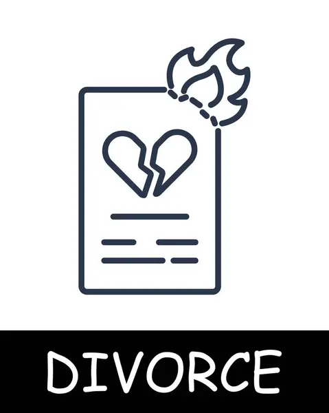Marriage Contract Line Icon Document Divorce Marriage Court Husband Wife — Stock Vector