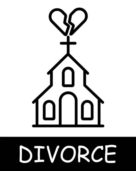 Kerkhart Lijn Icoon Ceremonie Scheiding Scheiding Schandaal Eigendom Tranen Huwelijk — Stockvector