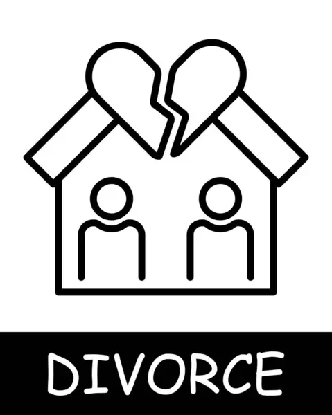 Hauszeilen Ikone Gemeinsames Eigentum Scheidung Trennung Skandal Eigentum Tränen Ehe — Stockvektor